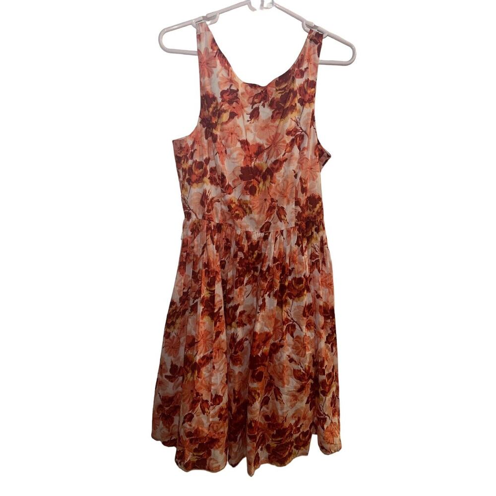 JESSICA‎ HOWARD ORANGE PINK WHITE FLORAL SLEEVELESS LINED DRESS - SIZE 8 - NWT